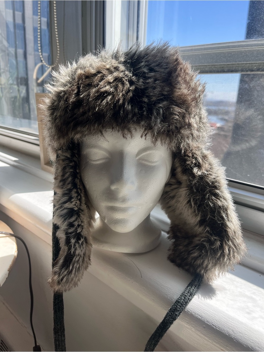 Faux Fur Trapper Hat - Gray Fur